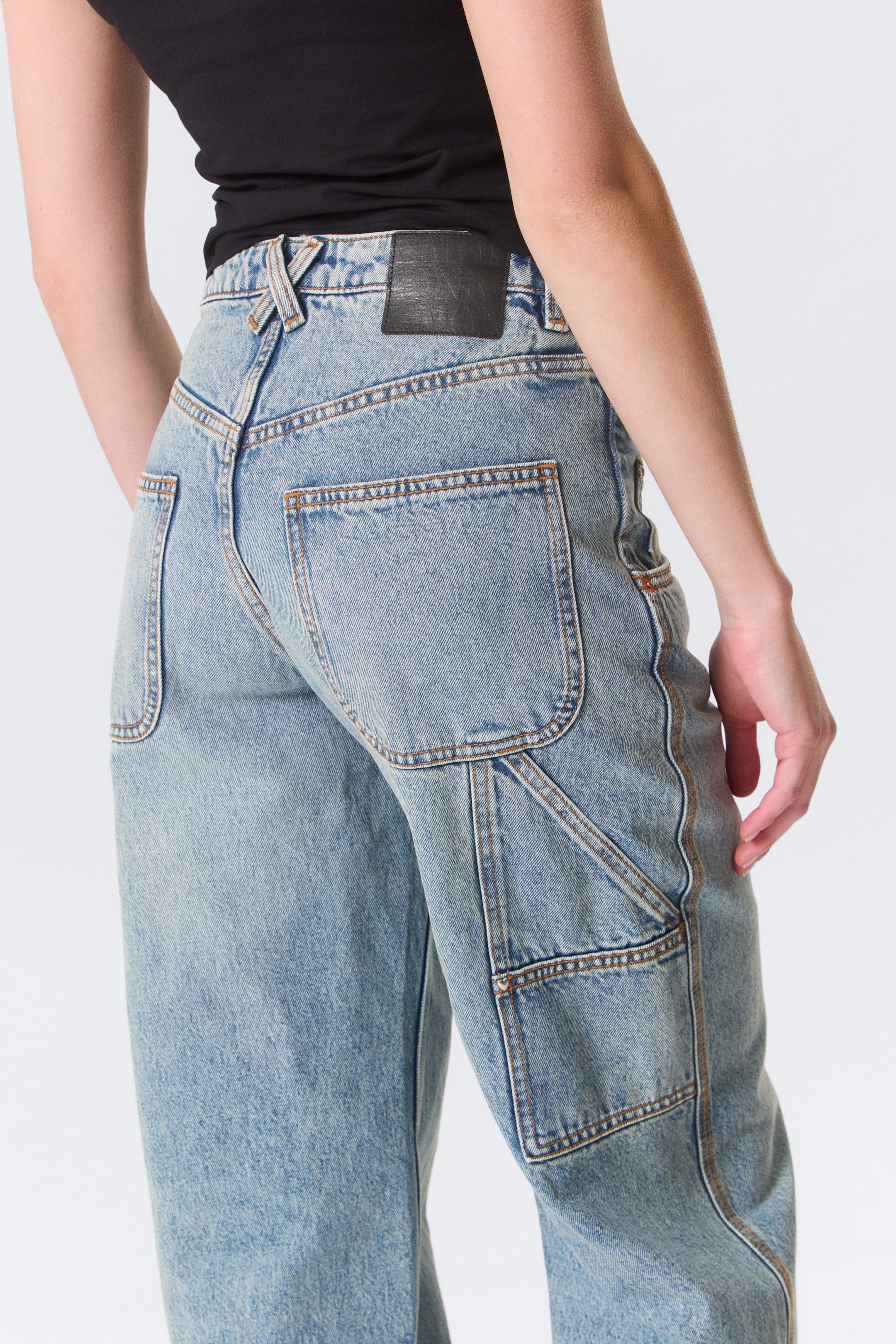 Hypnos Blue - Mediumblå - Scooped Waist Barrel Leg Workwear Jeans - 3