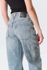 Hypnos Blue - Mediumblå - Scooped Waist Barrel Leg Workwear Jeans - 3