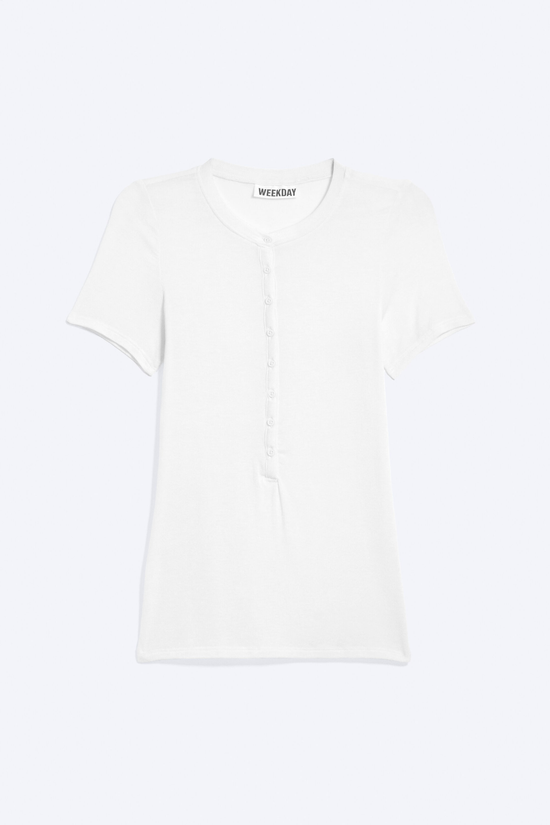 Weiß - Kurzärmliges Henley-Top - 3