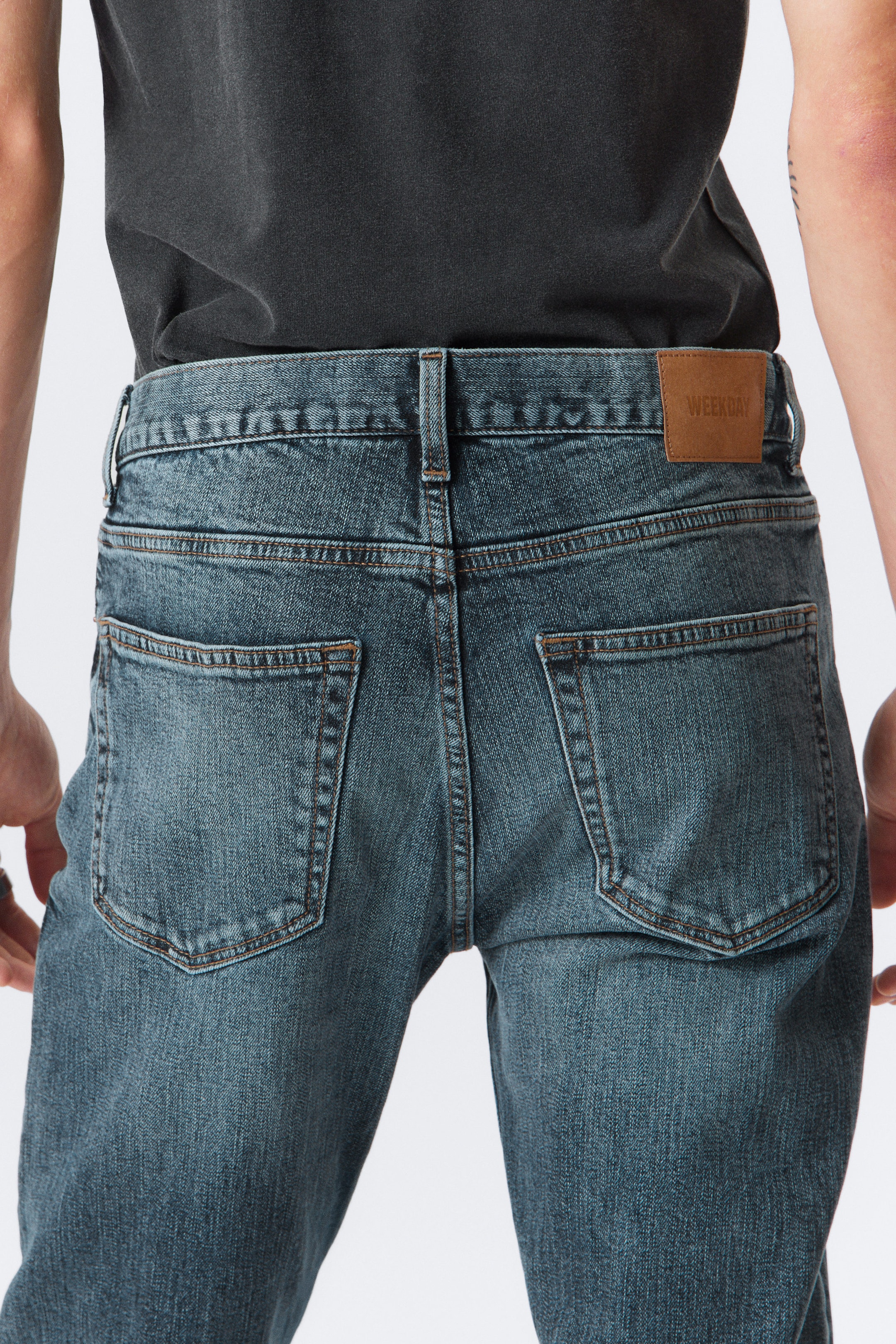 Thunder Blau - Mittelblau - Sunday Mid Waist Slim Tapered Leg Jeans - 3