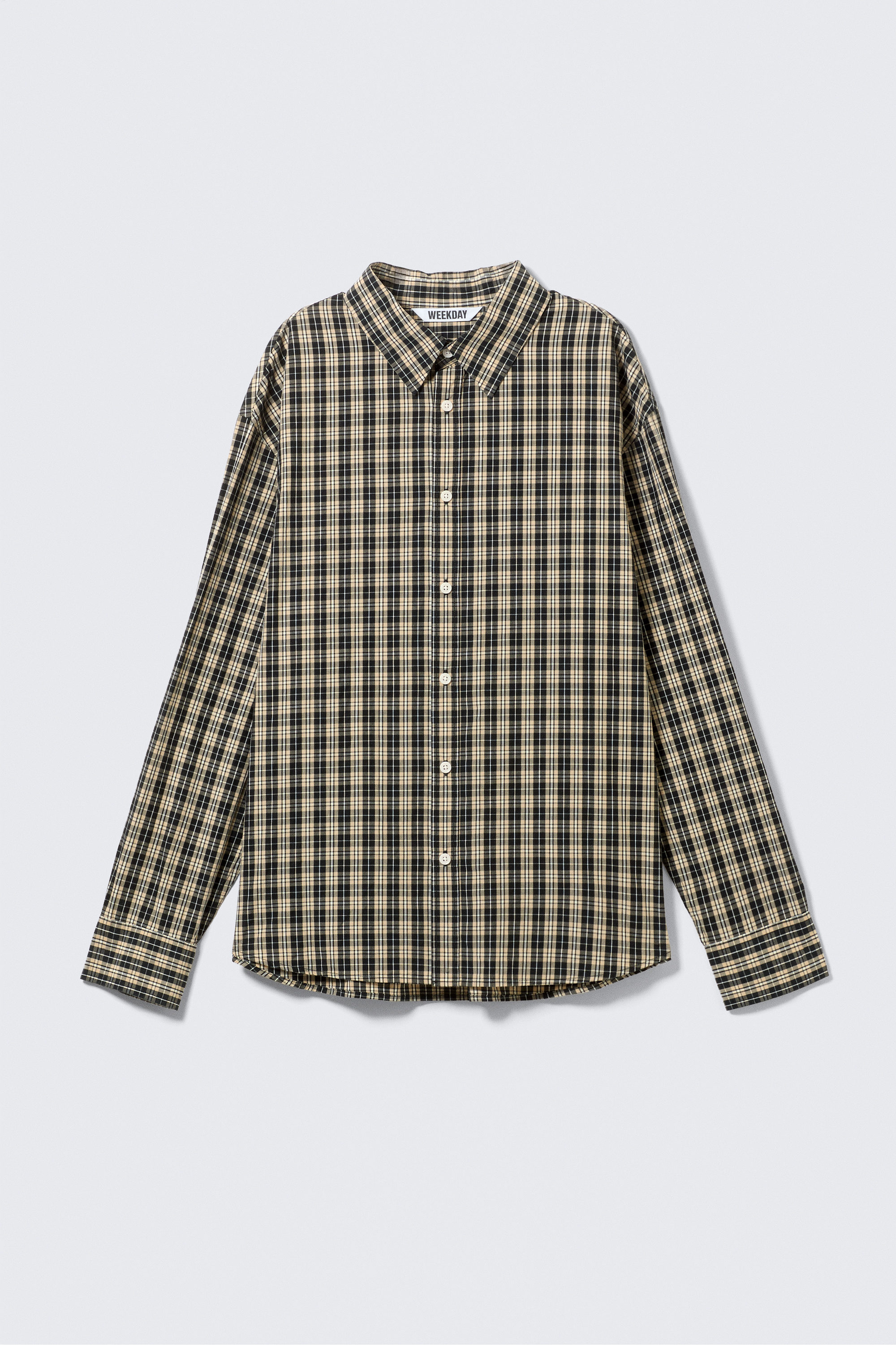 Checked Beige - Oversized Checked Shirt - 4