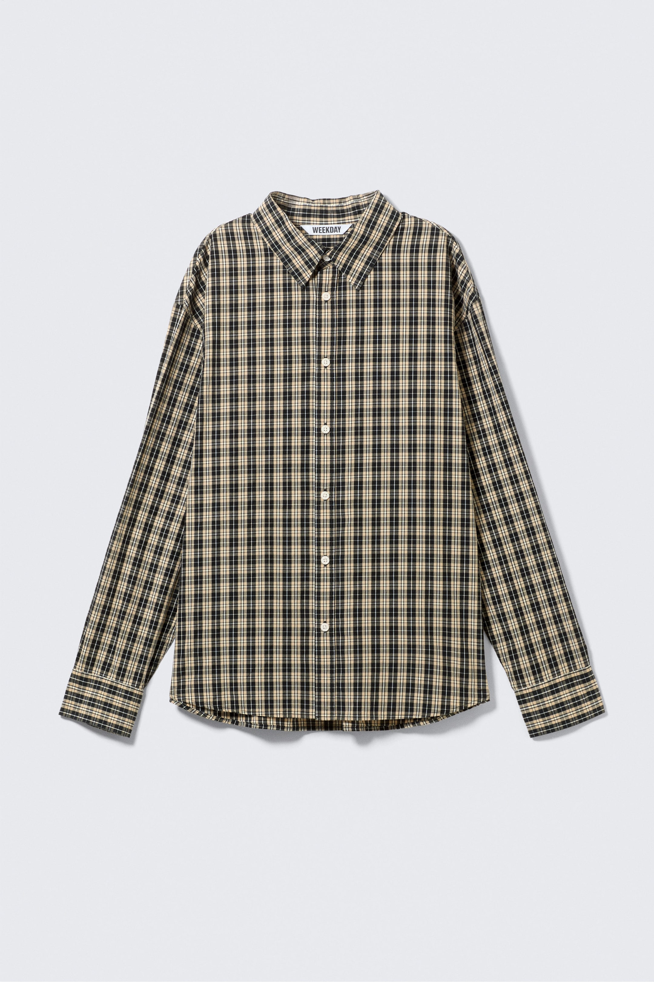 Checked Beige - Oversized Checked Shirt - 4