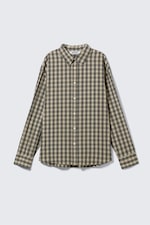 Checked Beige - Oversized Checked Shirt - 4