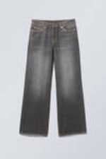 Ash Black - Black - Ample Low Rise Loose Wide Leg Jeans - 0