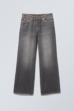 Ash Black - Schwarz - Ample Low Waist Loose Wide Jeans - 0