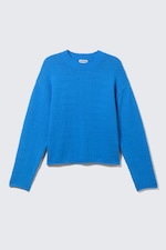 Bright Blue - Relaxed Knitted Cotton Sweater - 3