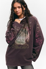 Dark Purple - Hyper Lunar - Bedrucktes Longsleeve-Shirt aus Baumwolle - 1