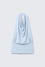 Light Blue - Draped Halter Top - 4