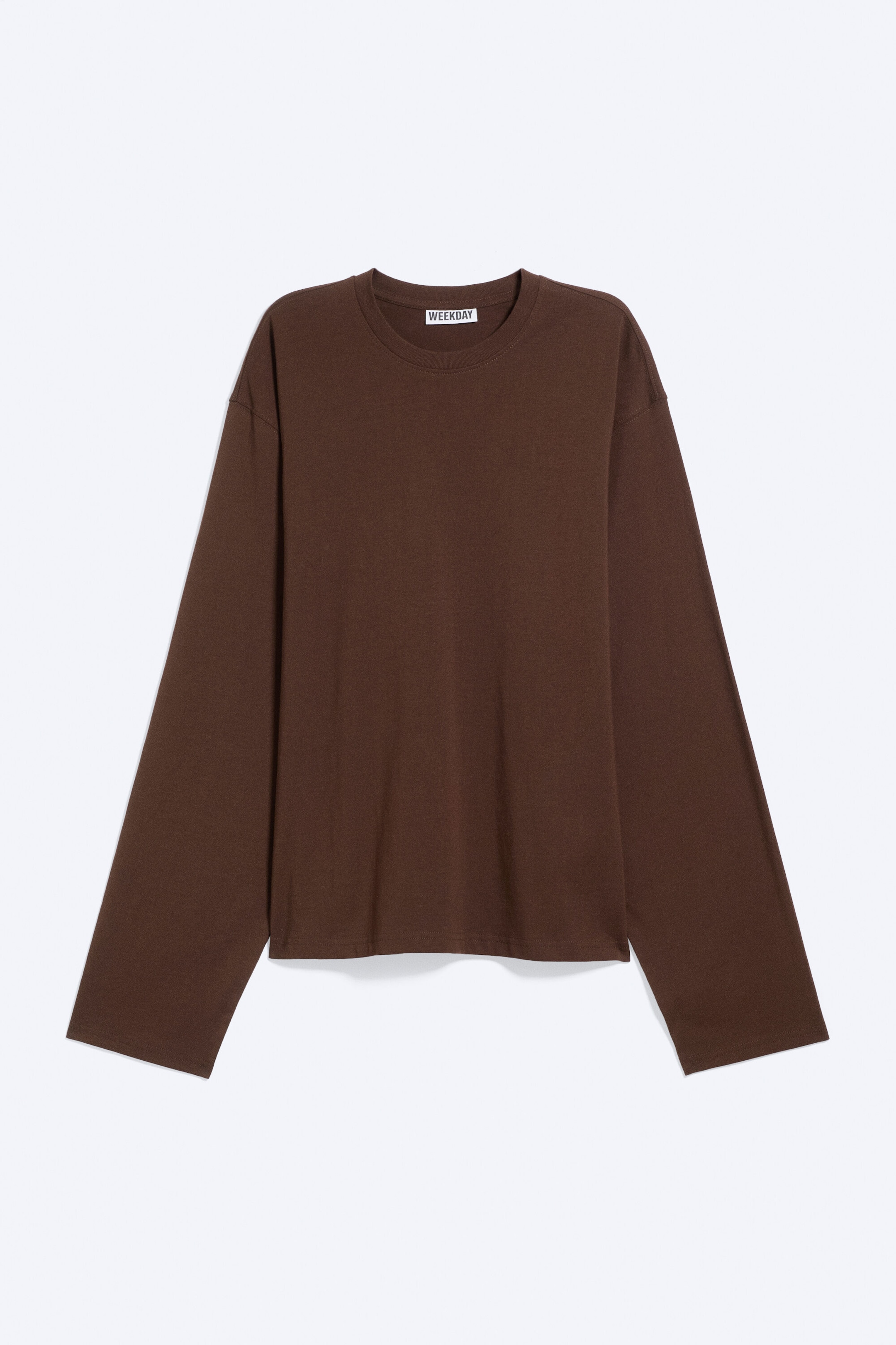 Dunkelbraun - Boxy Longsleeve aus Baumwolle - 3