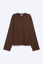 Dunkelbraun - Boxy Longsleeve aus Baumwolle - 3