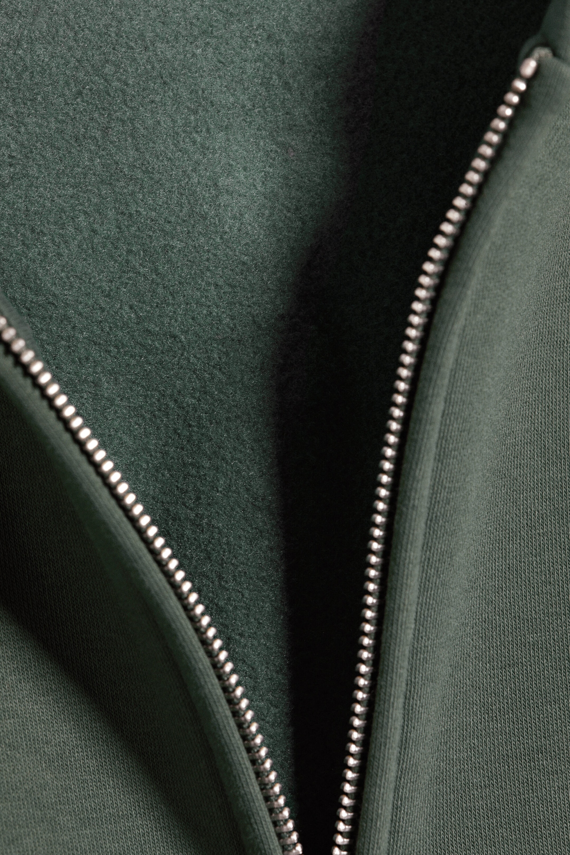 Mørkegrønn - Loose Fit Zip Hoodie - 6