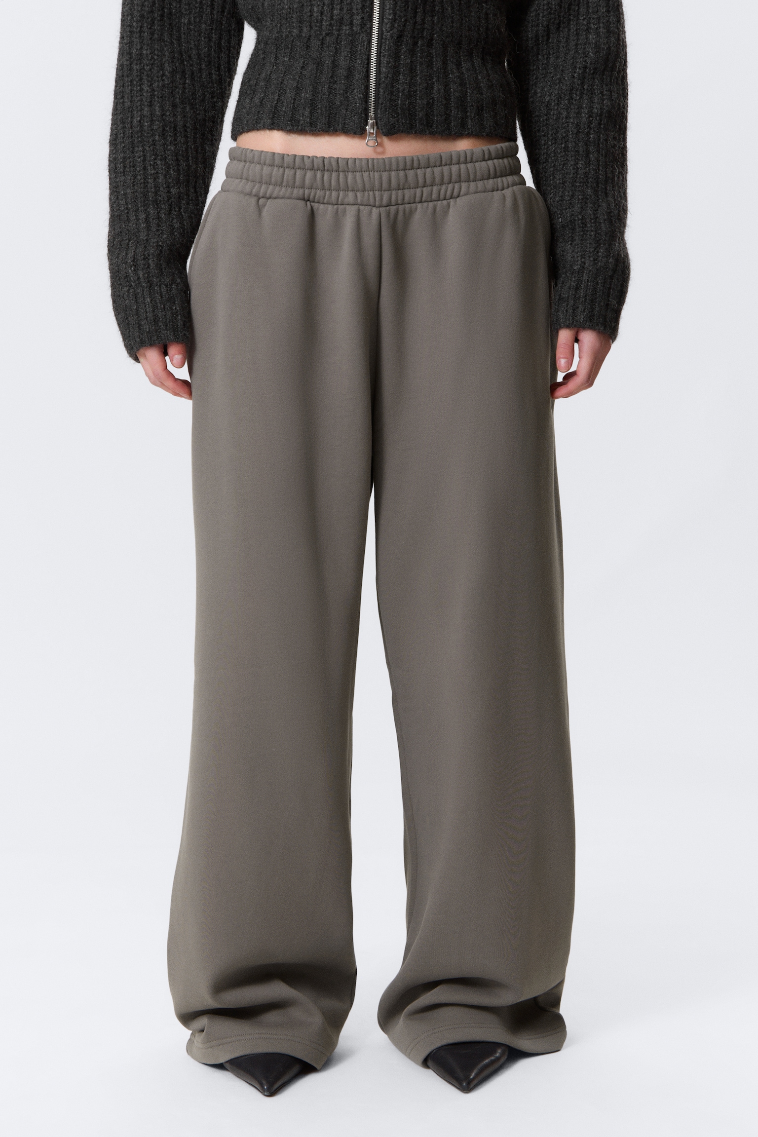 Lange, schwere Sweatpants in lockerer Passform - Grau/Dunkelbraun/Dunkelgrün/Schwarz/Marineblau/Graumeliert - 3
