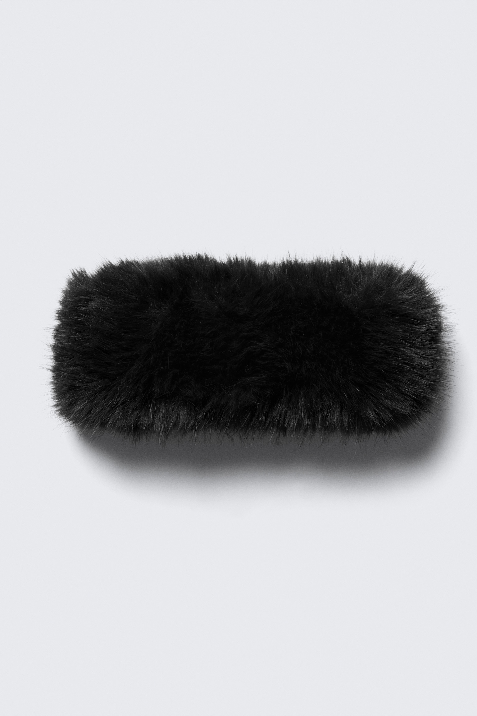 Soft Faux Fur Headband - Black/Cream White