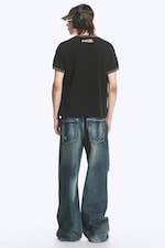 Streaky Blue - Bleu moyen - Jean droit ample taille standard Looser - 5