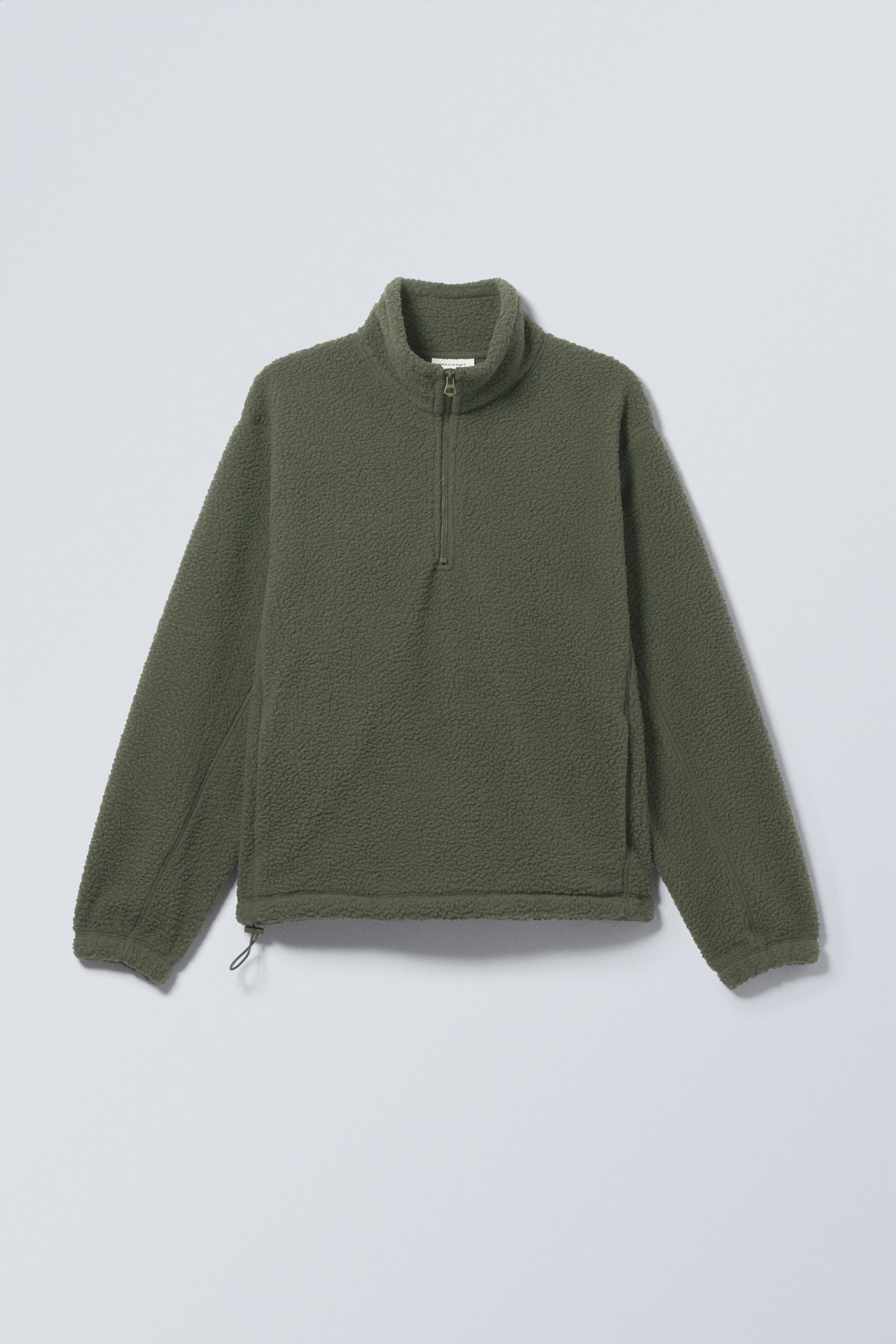 Dunkles Khakigrün - Fleece-Pullover mit Half-Zip