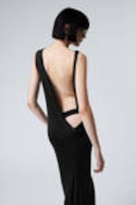Black - Sleeveless Draped Maxi Dress - 2