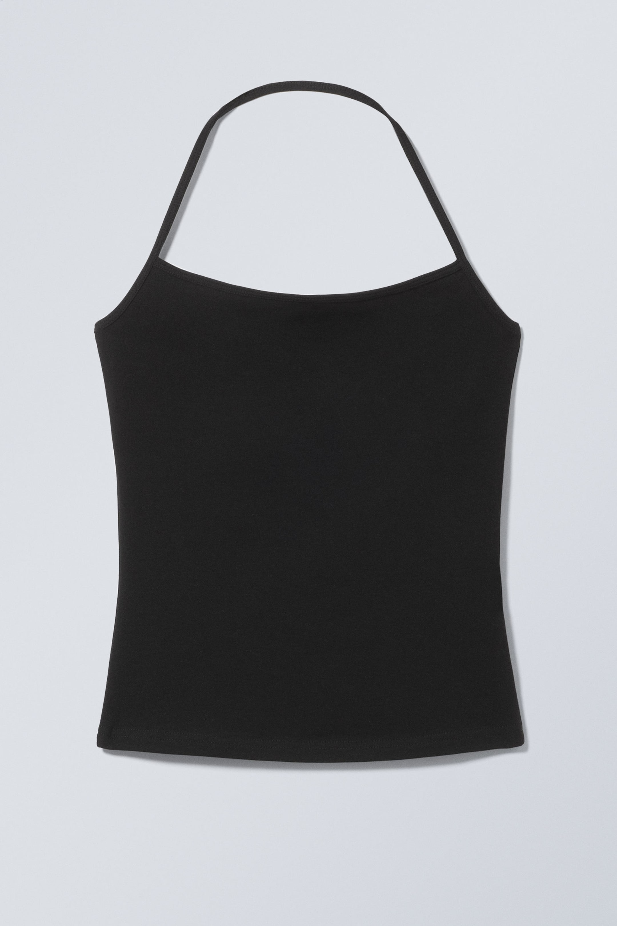 Black - Strap Halter Tank Top - 0