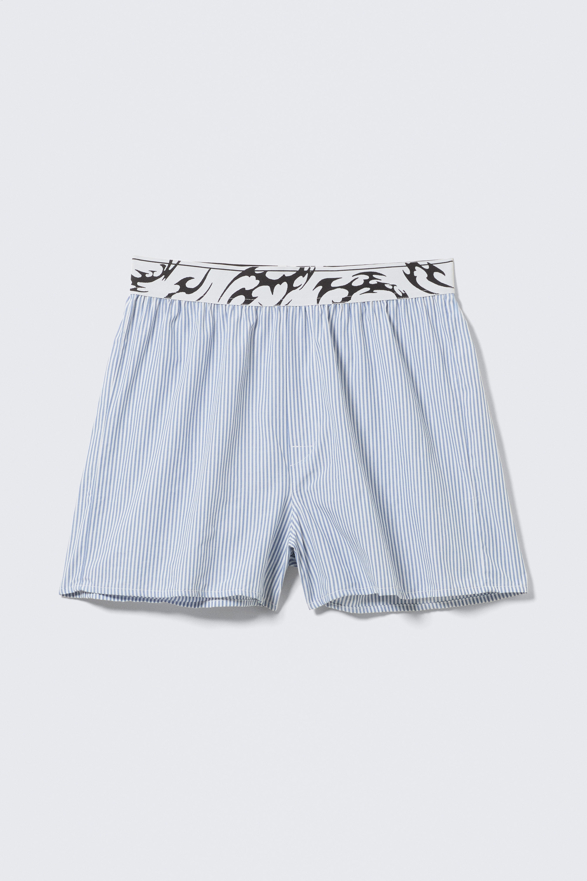 White - Blue Stripes - Boxer Pyjama Shorts - 1