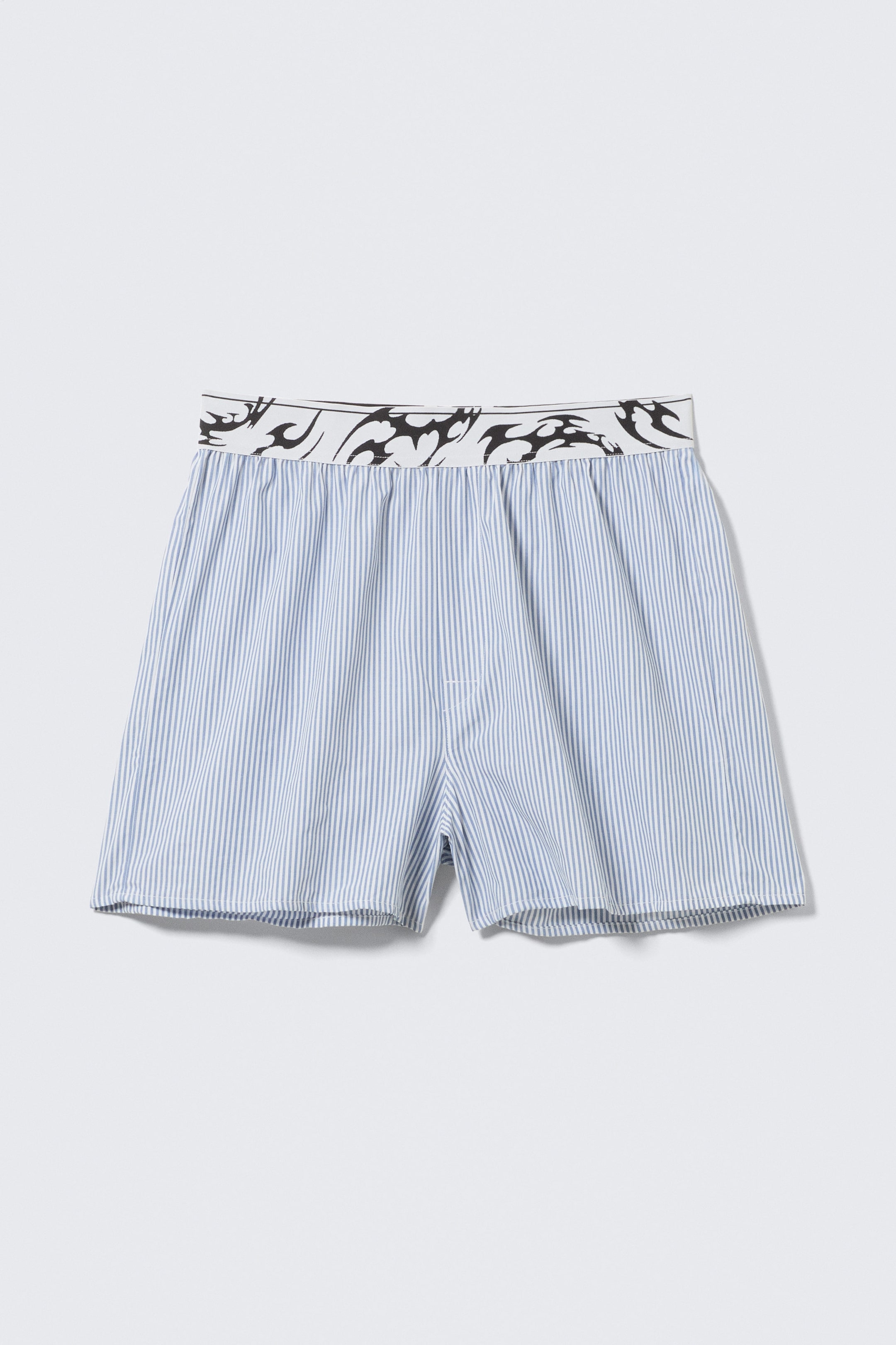 Weiß - Blaue Streifen - Boxer-Pyjamashorts - 5