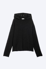 Zwart - Knitted Hoodie - 5