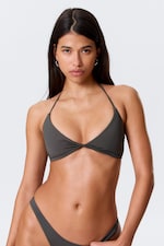 Dark Grey Shimmer - Turn Halter Bikini Top - 0