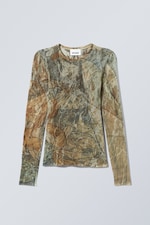 Abstract Fairytale - Sheer Printed Long Sleeve Top - 0