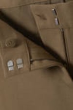 Khaki Green - Slim Low Waist Flared Suit Trousers - 1