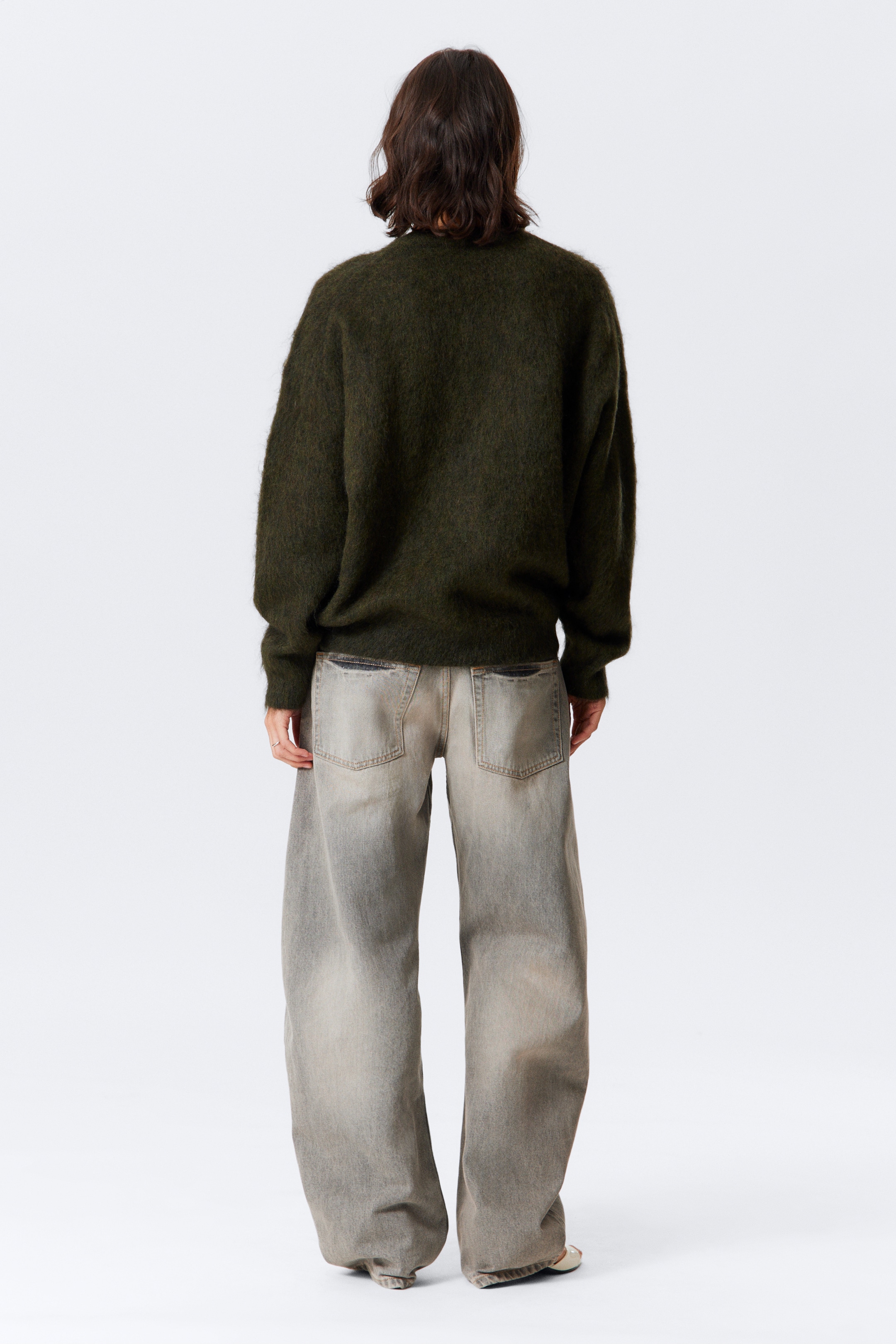 Grotere afbeelding bekijken: Oversized Knitted Mohair Blend Sweater - Donkergroen - DAMES | H&M BE 3