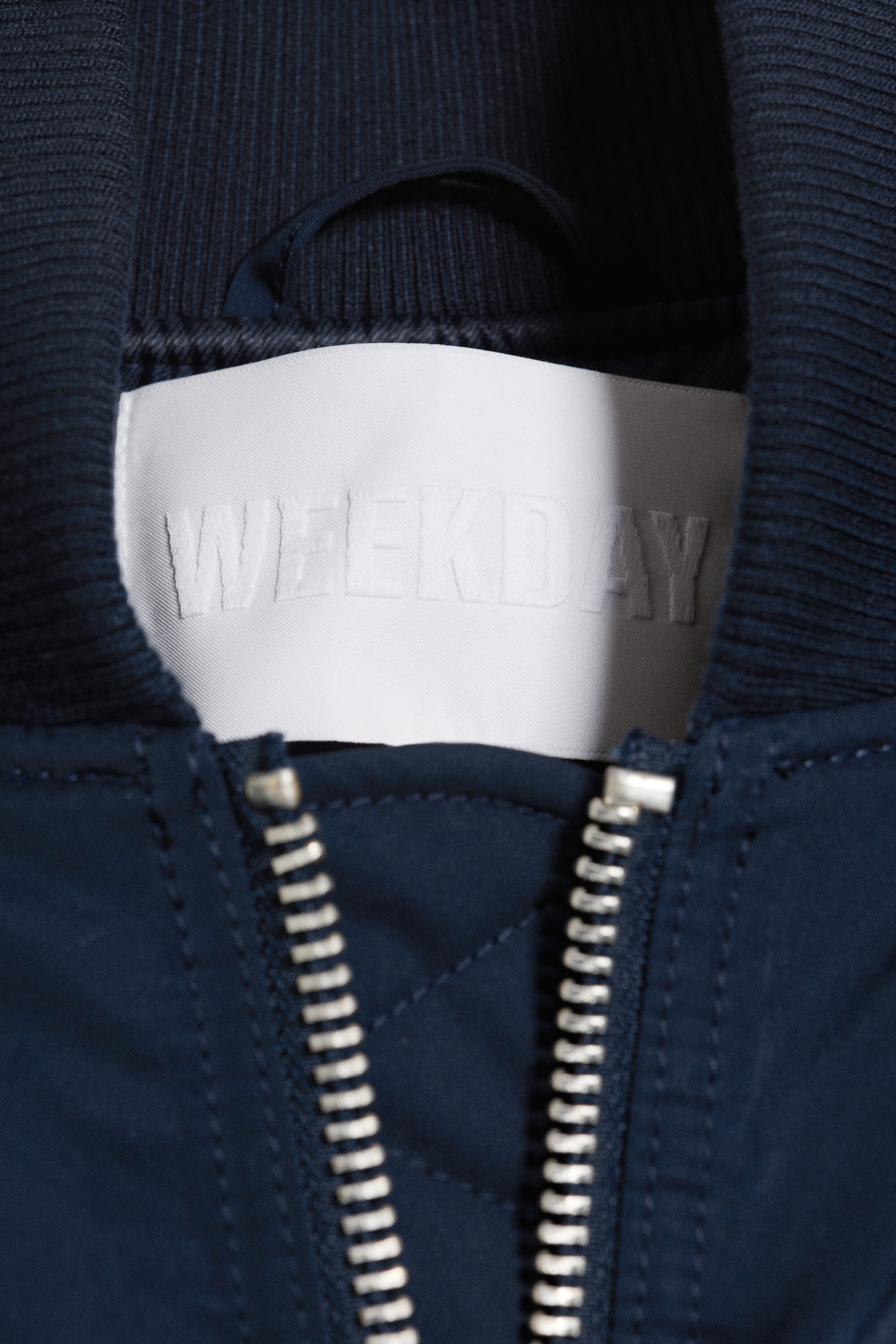 Navy Blue - Cropped Bomber Jacket - 5