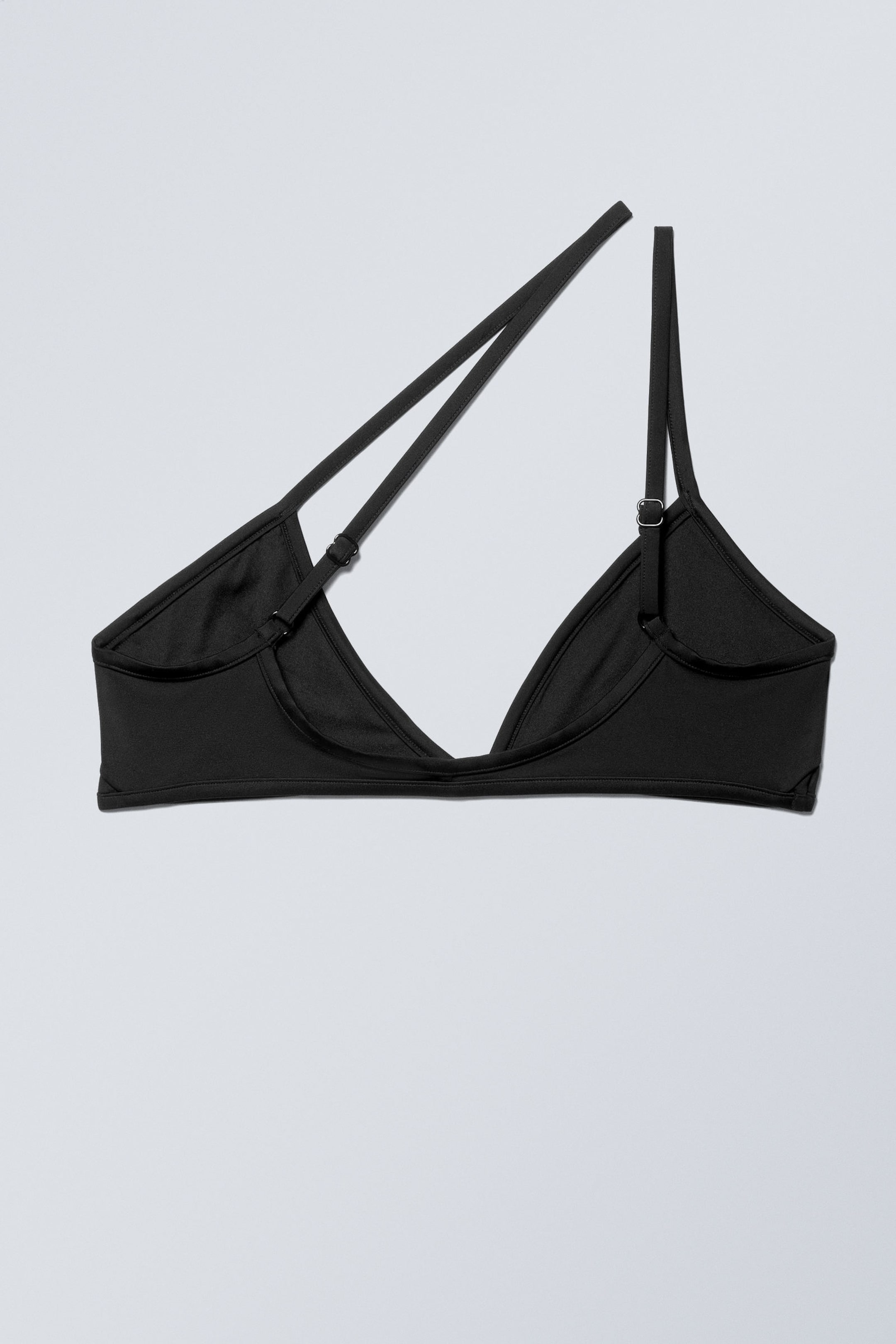 Schwarz - Asymmetrisches Slipover-Bikinioberteil - 2