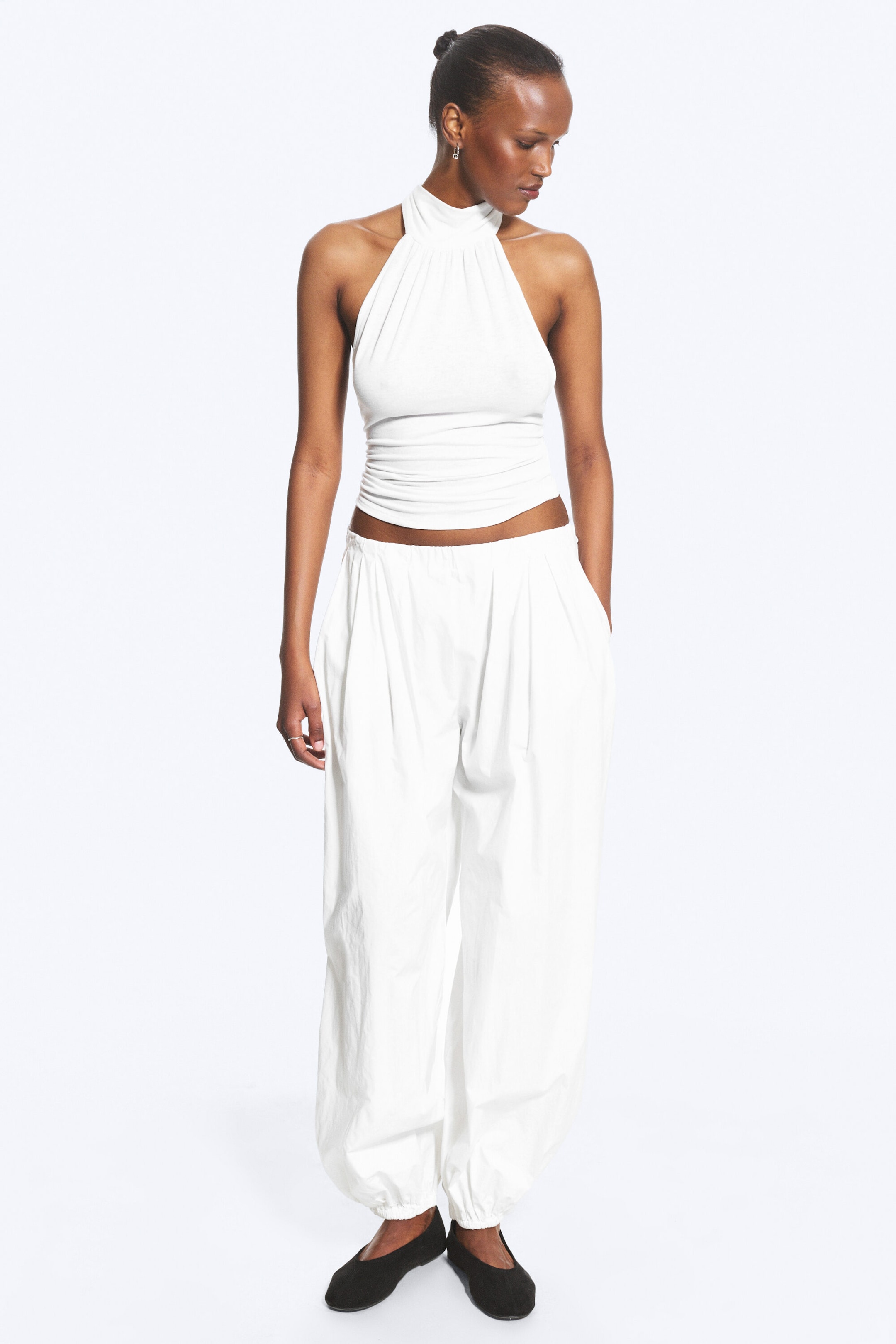 Weiß - Ballonhose aus Baumwolle - 0