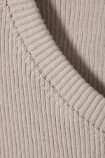 Beige - Enges, geripptes T-Shirt - 1