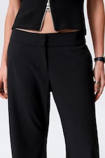 Black - Low-Rise Loose Barrel Suiting Trousers - 1