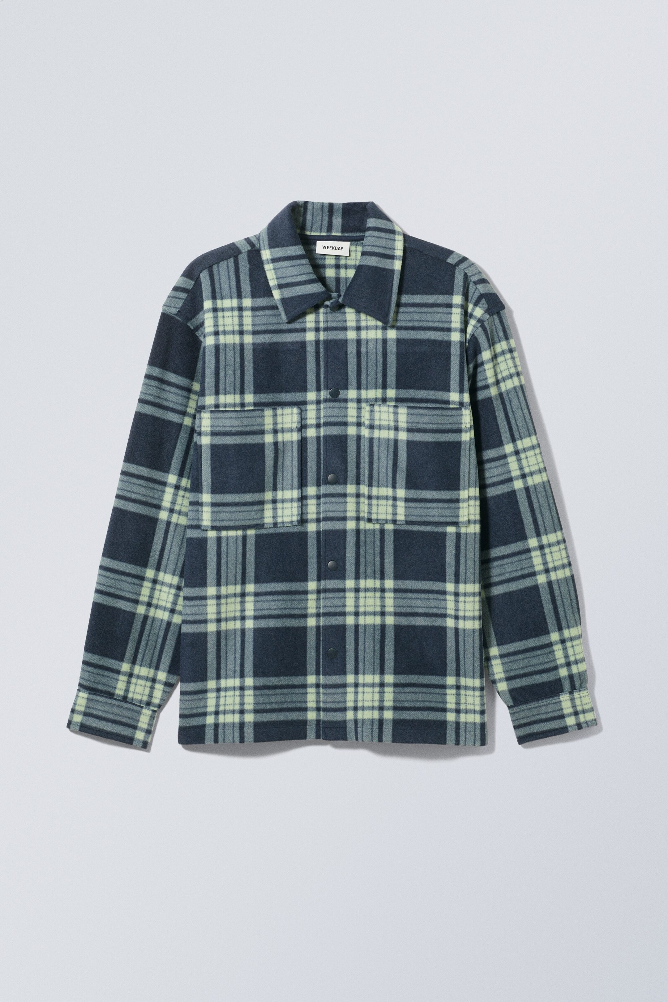View larger image: Max Oversized Fleece Shirt - Blue check - Men | H&M GB 1