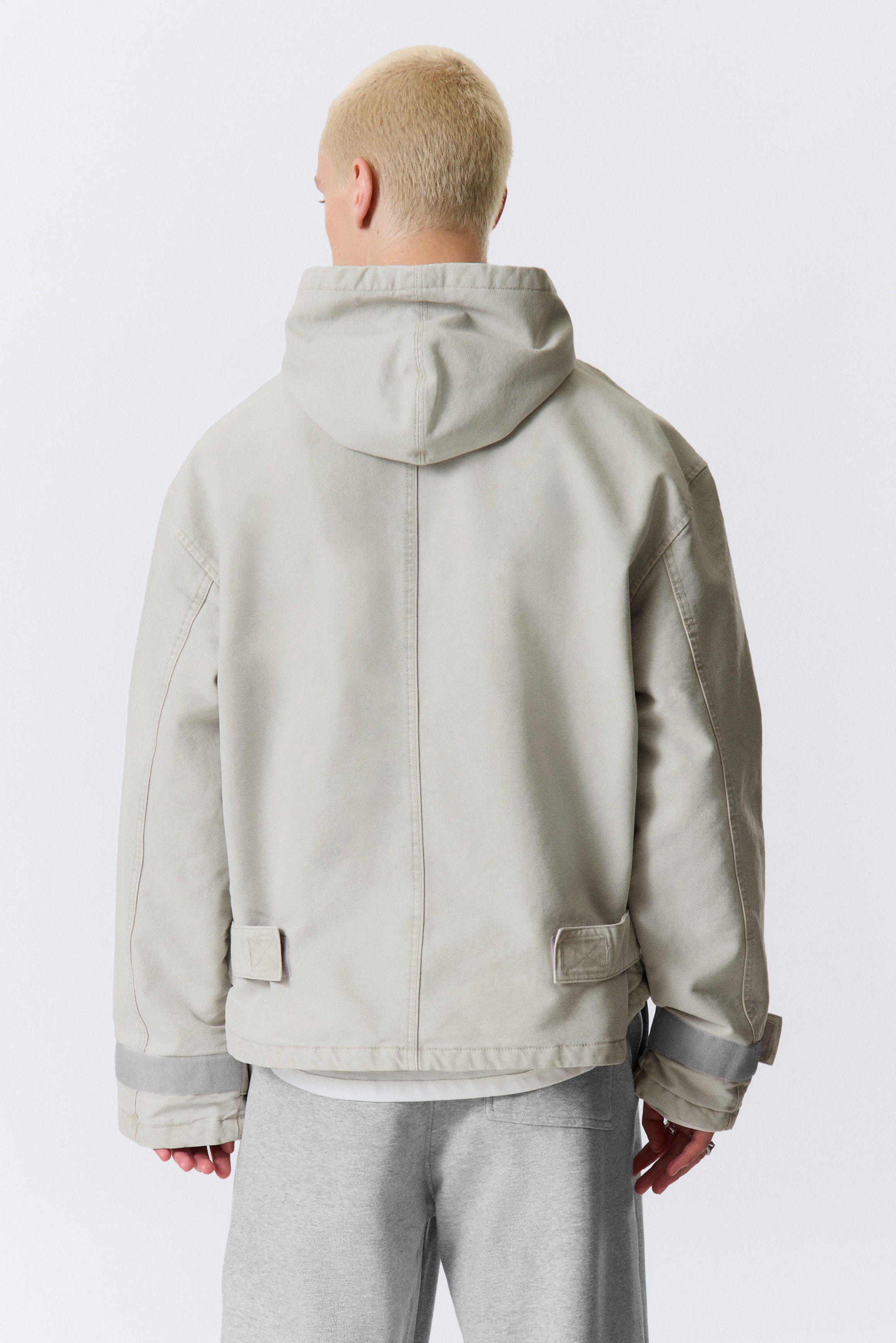 Light Dusty Grey - Loose Hooded Canvas Jacket - 4