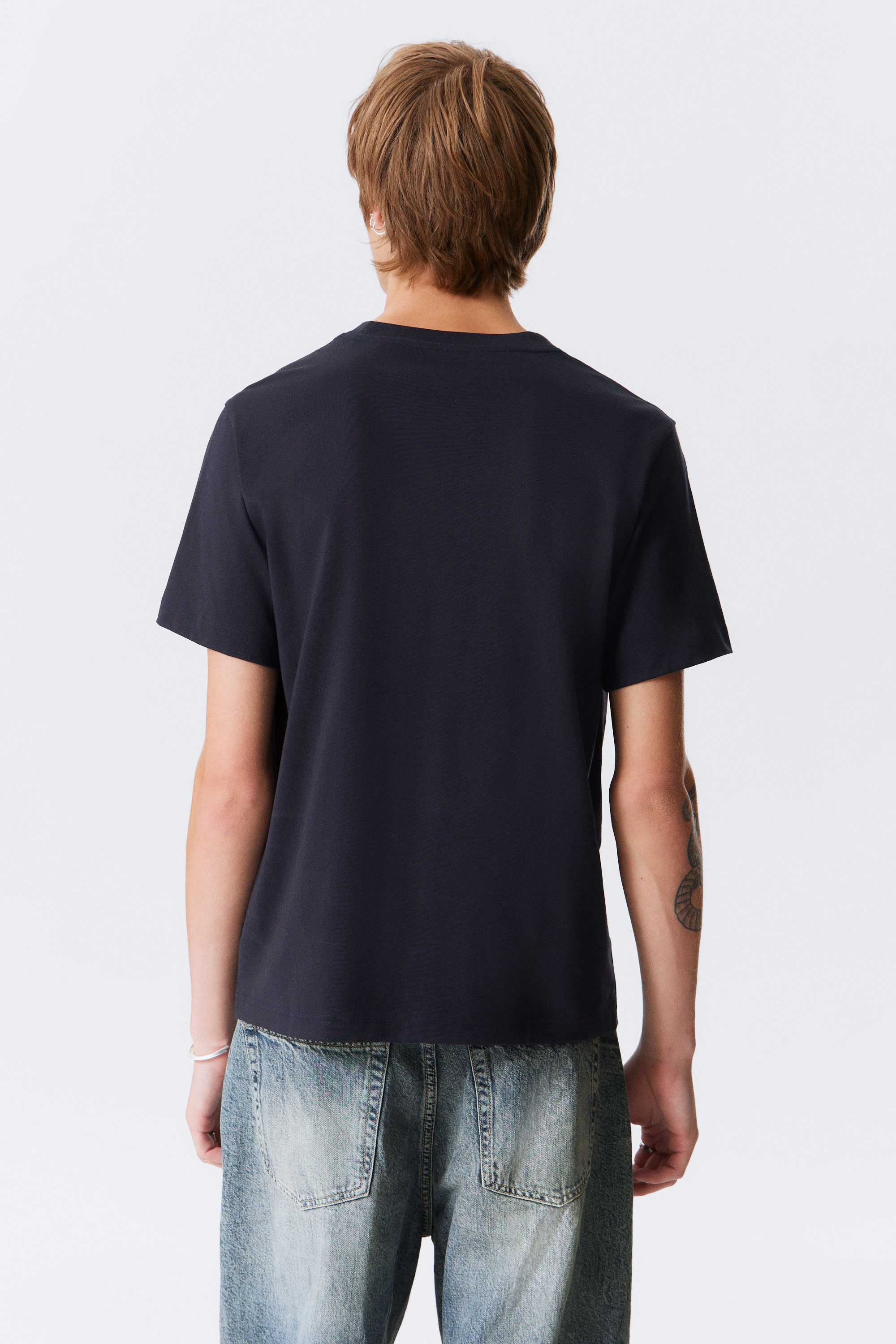 Mörk marinblå - Kraftig Kort Boxig T-shirt - 2