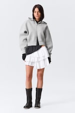 White - Pleated Layered Mini Skirt - 0