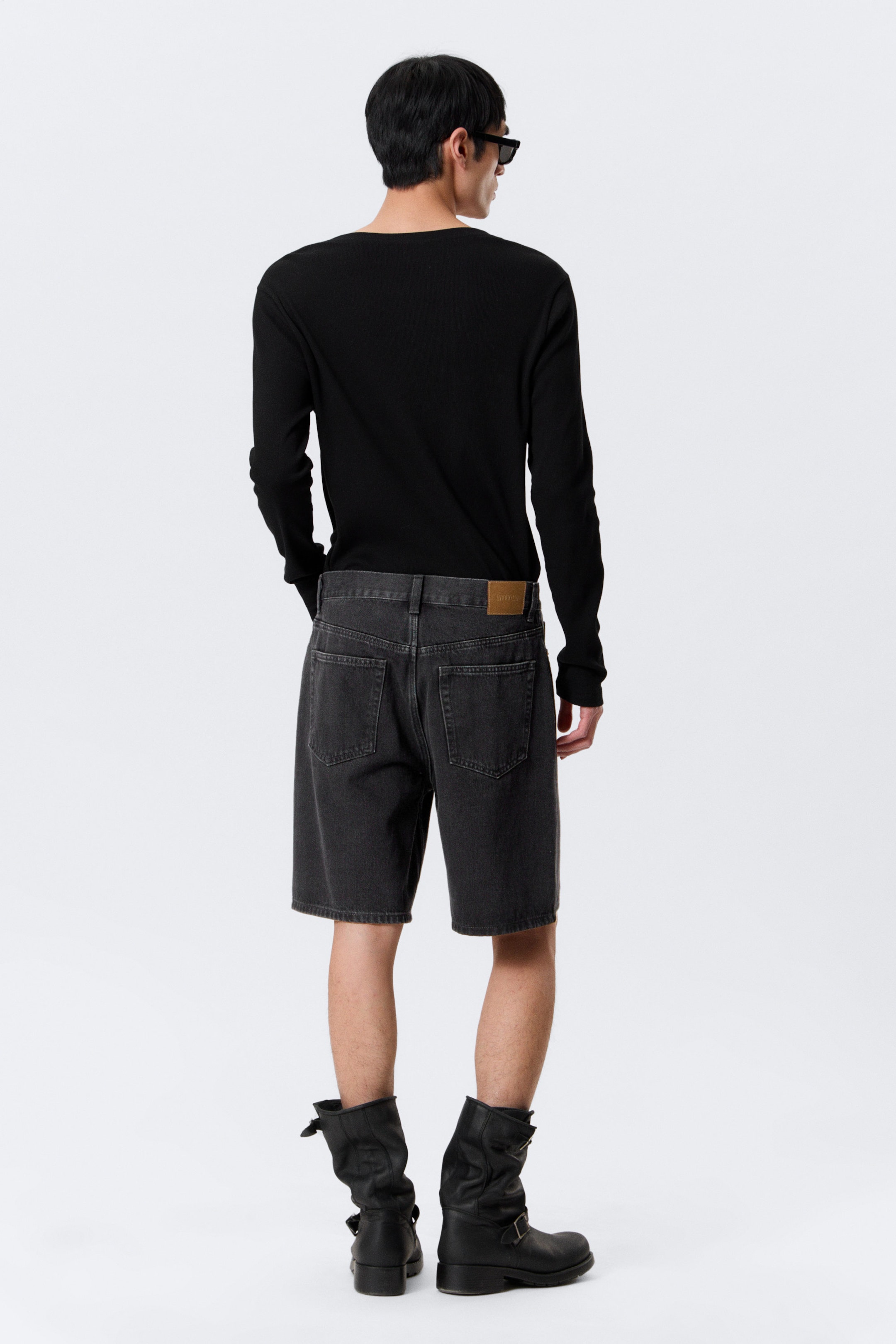 Tuned Black - Galaxy Mid Rise Loose Denim Shorts - 4