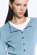 Bleu cendré - Cardigan ajusté en jersey - 2