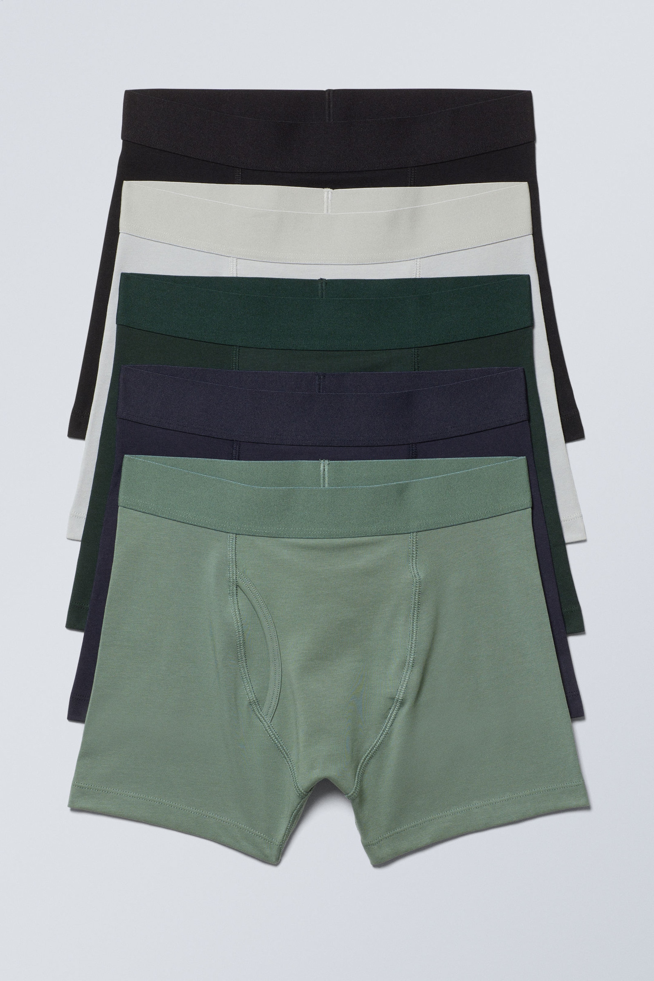 Green Blue Off-white Black - 5-pack Boxer Briefs - 0