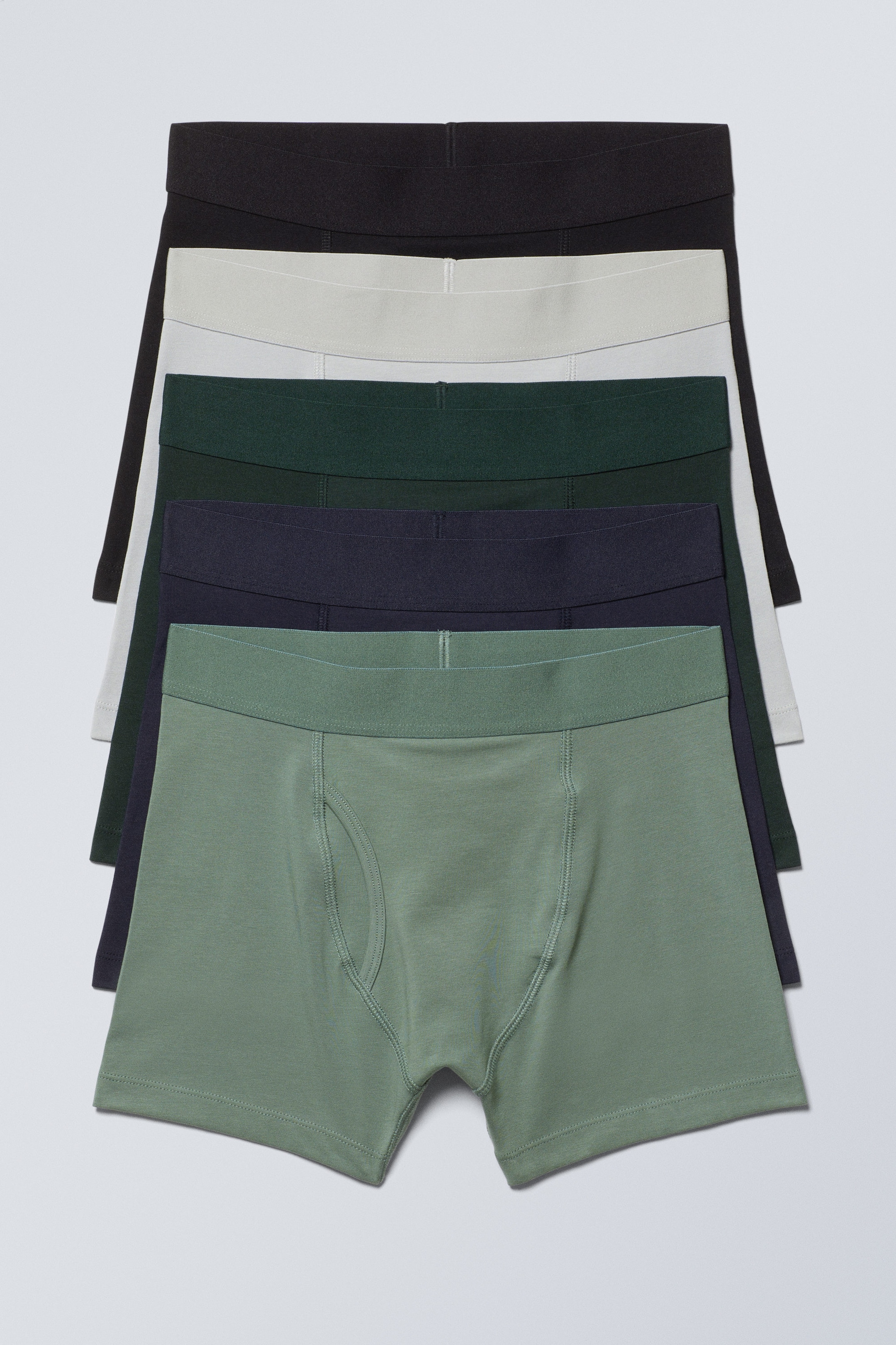 Grün/Blau/Cremeweiß/Schwarz - Boxershorts 5er-Pack - 0