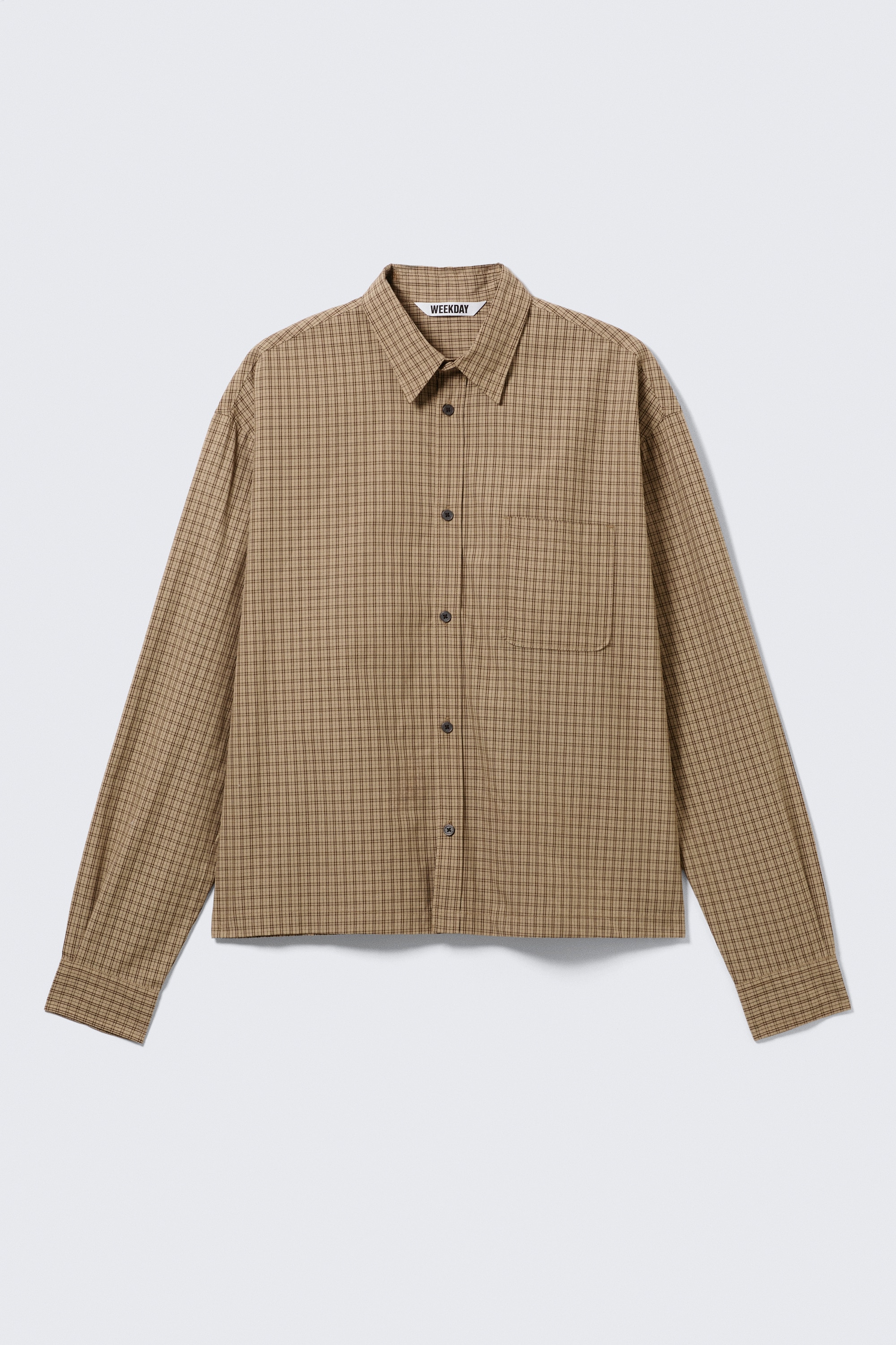 Relaxed Boxy Poplin Shirt - Beige Check