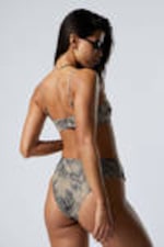 Dark Mole Scribble - Printed Pull-Over Scoop Neck Bikini Top - 2