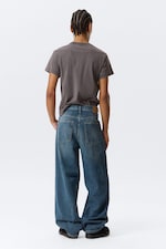 Blue Hymn - Mellanblå - Astro Mid Waist Loose Baggy Leg Unisex Jeans - 6