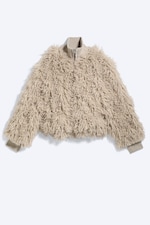 Gedecktes Hellbeige - Jacke aus Fellimitat - 5