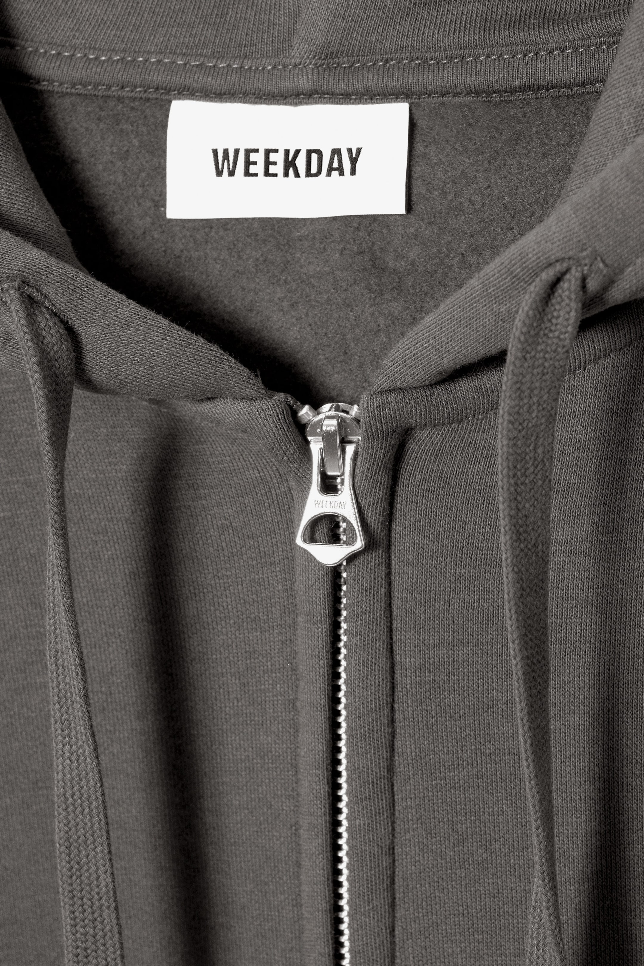 Grau - Kastiger, mittelschwerer Hoodie mit Reißverschluss - 1