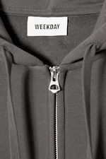 Grau - Kastiger, mittelschwerer Hoodie mit Reißverschluss - 1