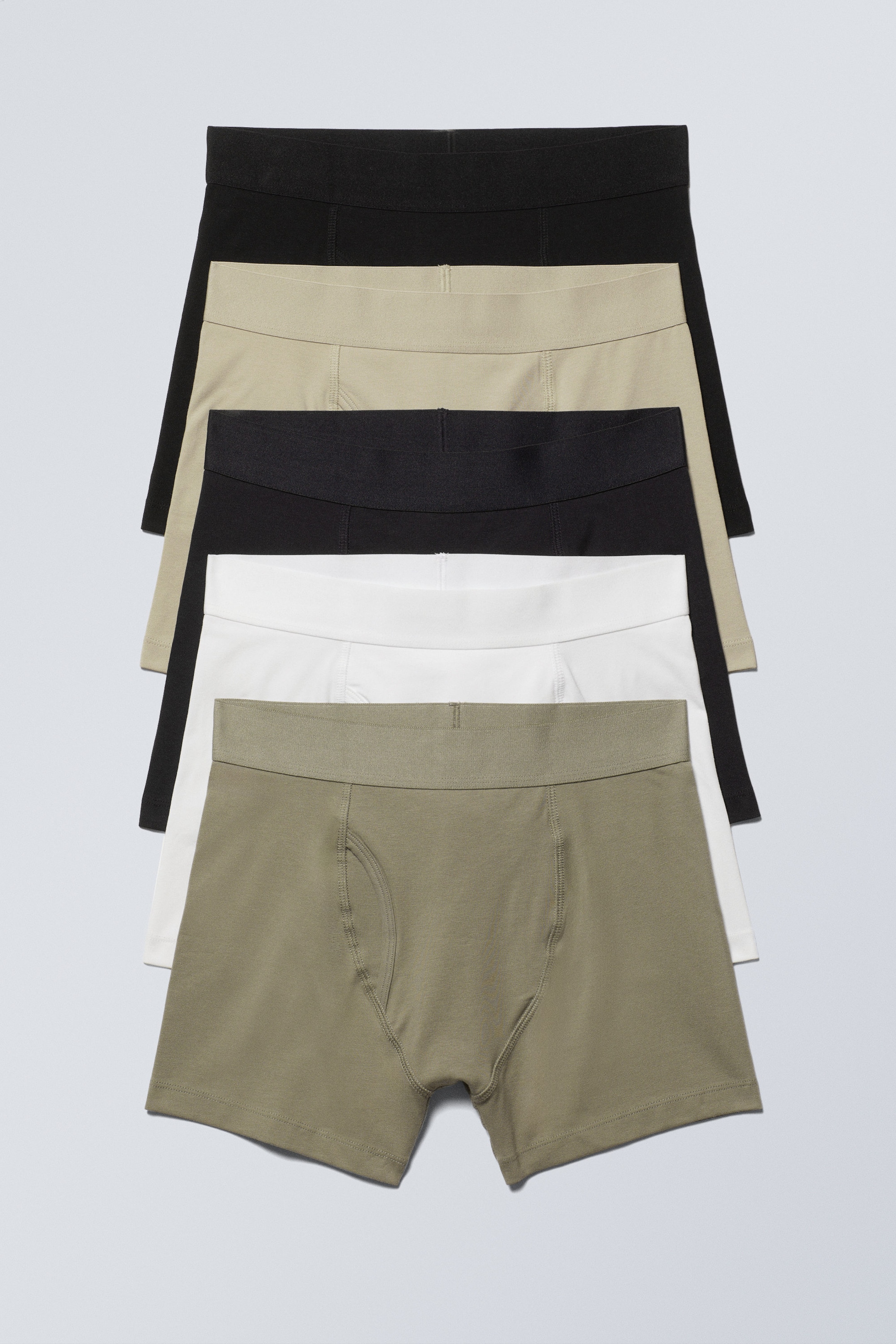 Schwarz/Grün/Weiß/Grau/Rot - Boxershorts 5er-Pack