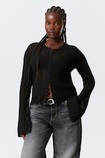 Black - Sheer Linen-Blend Cardigan - 0