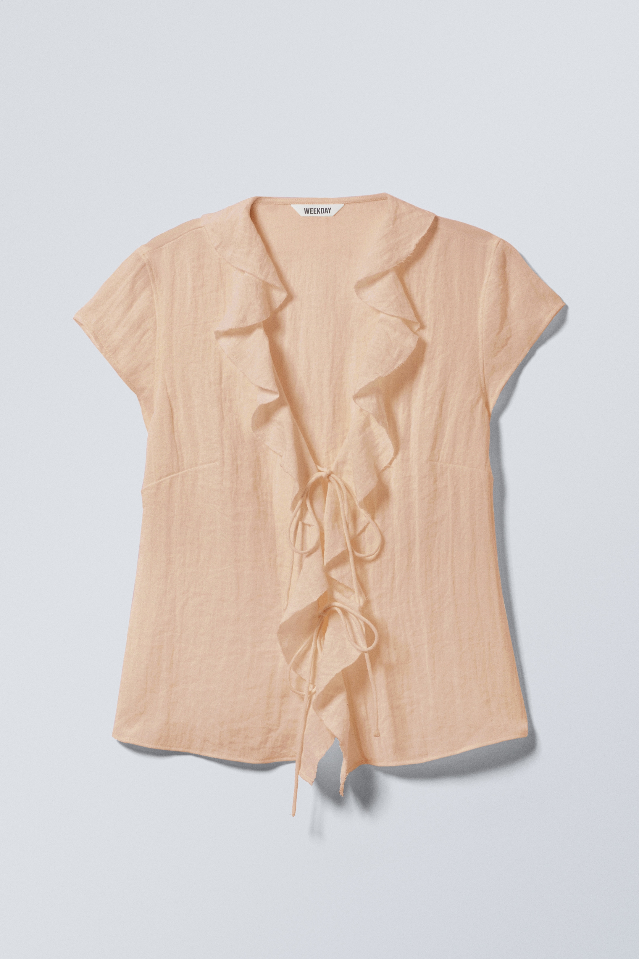 Ver imagen más grande: Top atado en el delantero y con volantes - Beige - MUJER | H&M ES 1